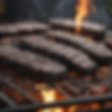 A close-up view of charcoal from a traditional grill