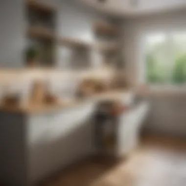 Innovative Storage Solutions in U-Shaped Kitchen A close-up of innovative storage solutions integrated into the remodeled U-shaped kitchen for enhanced functionality