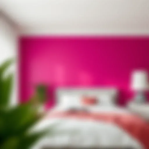 Vibrant accent wall in a white bedroom