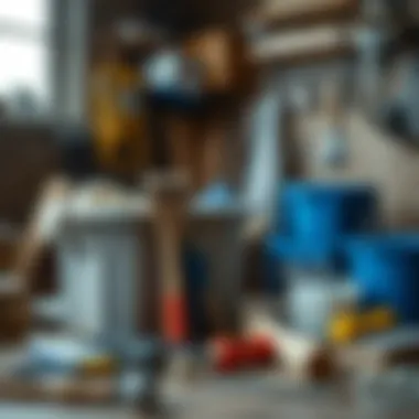 Tools and Materials for Basement Renovation Renovation tools and materials ready for basement transformation