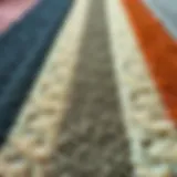 A selection of carpet samples in various colors and textures