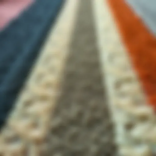 A selection of carpet samples in various colors and textures