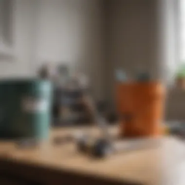 Essential Tools for Bedroom Painting Paint buckets and tools for a bedroom project