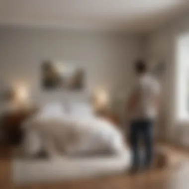Professional Painting in Progress Professional painter at work in a bedroom