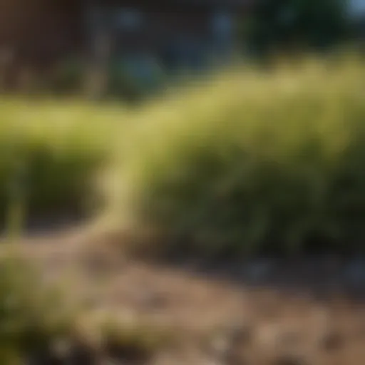 Dried and yellowing grass in a yard