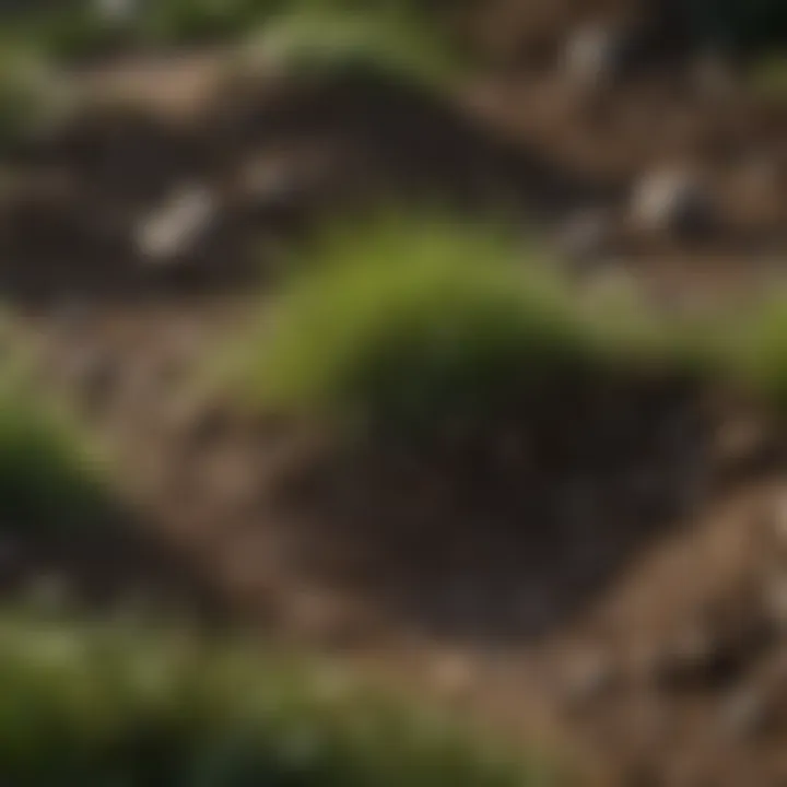 Close-up of soil showing chemical imbalances