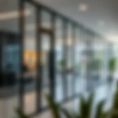 Installation of glass partition walls within a commercial environment