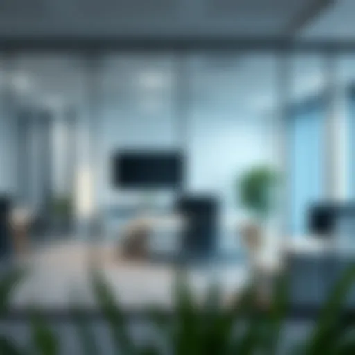 Modern Office with Glass Partition Contemporary glass partition wall enhancing a modern office space