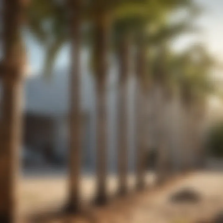 Different types of palm tree stakes displayed