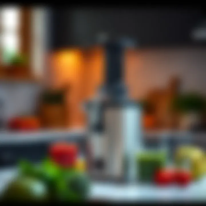 A sleek, modern juicer showcasing its design and functionality
