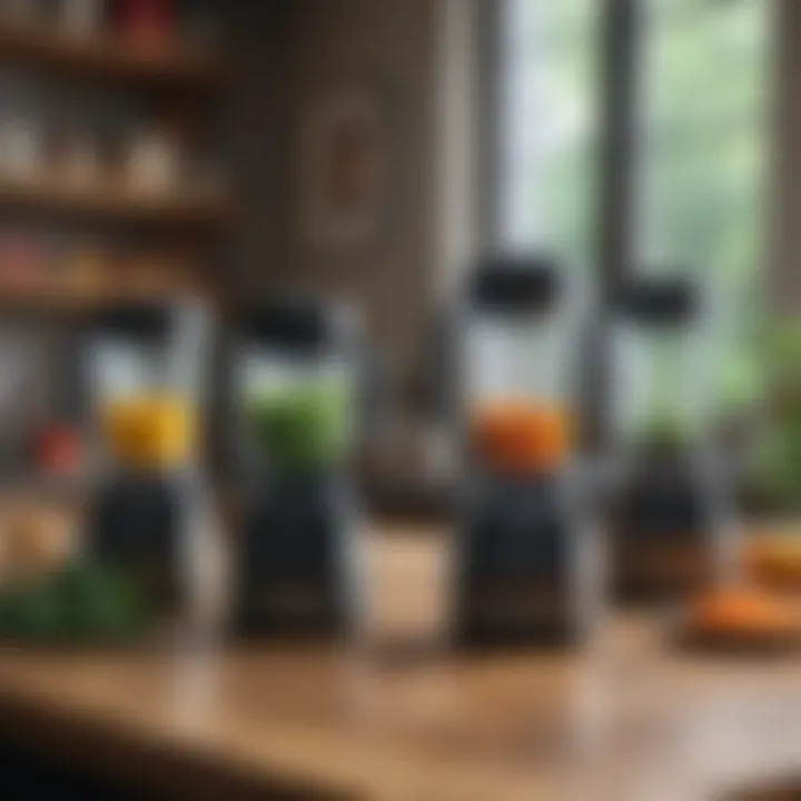 Variety of Ninja blender models displayed on a countertop