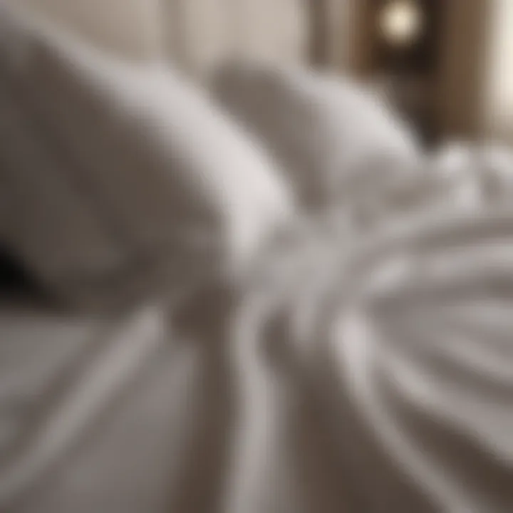 A close-up view of luxurious bed sheets showcasing thread count