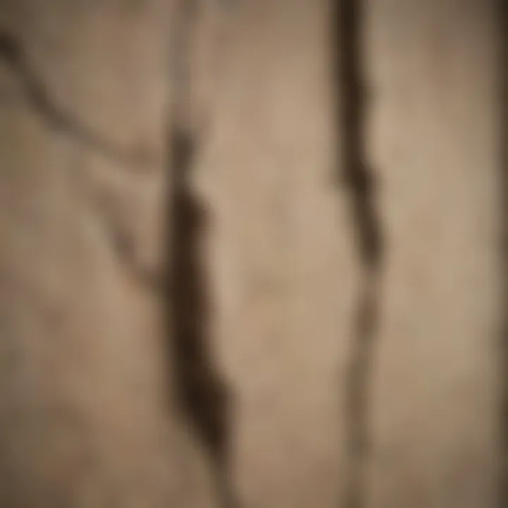 Close-up view of a significant wall crack revealing structural implications