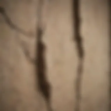 Structural Implications of Wall Cracks Close-up view of a significant wall crack revealing structural implications