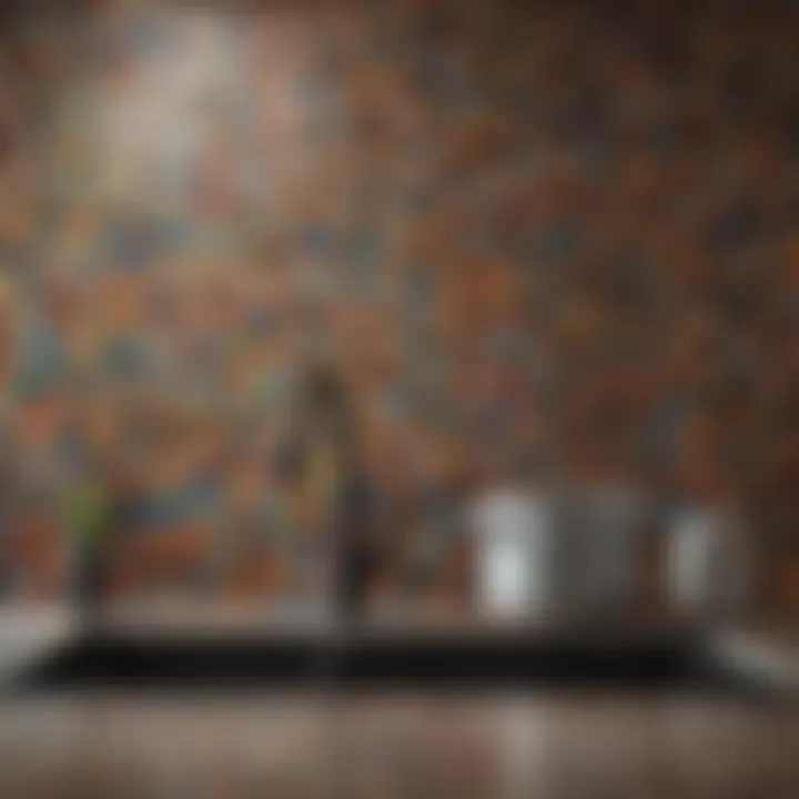 Colorful mosaic tile backsplash creating a vibrant kitchen atmosphere