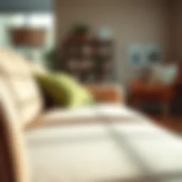 A clean couch showcasing the effects of carpet cleaning.