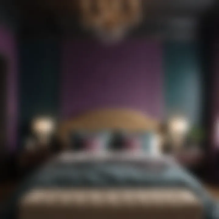 Luxurious bedroom with deep jewel-toned walls