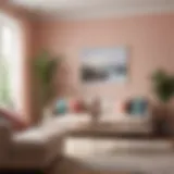 A serene living room with soft pastel walls