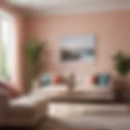 A serene living room with soft pastel walls