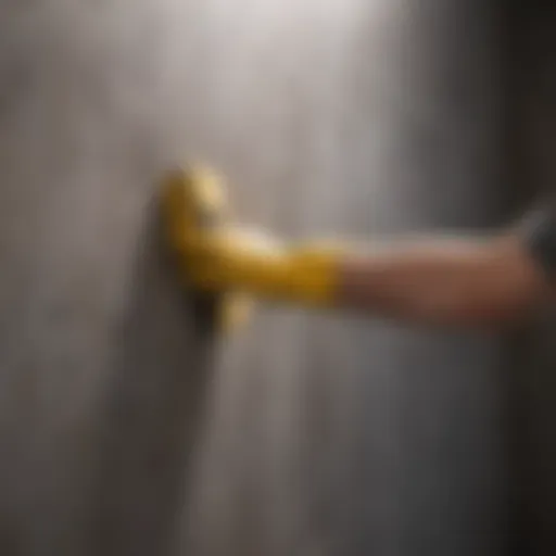 A pristine wall being cleaned with a sponge