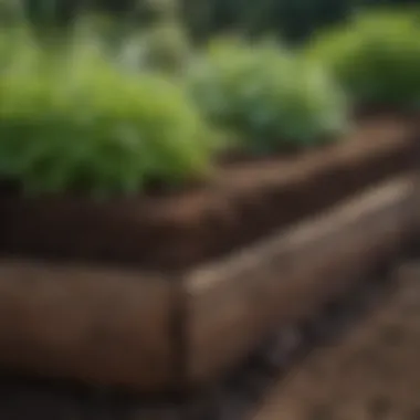 Layered soil composition in a raised garden bed