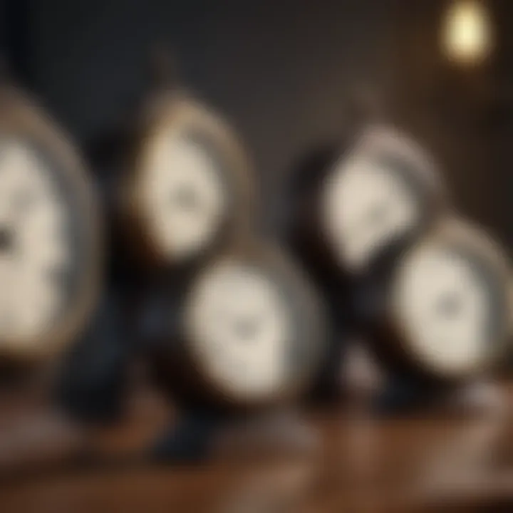 A collection of vintage clocks showcasing craftsmanship