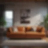 Stylish living room featuring a modern couch