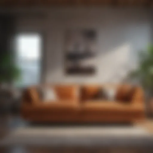 Stylish living room featuring a modern couch
