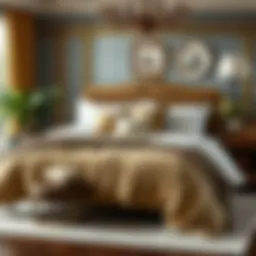 Elegant bedding set displayed on a luxurious bed