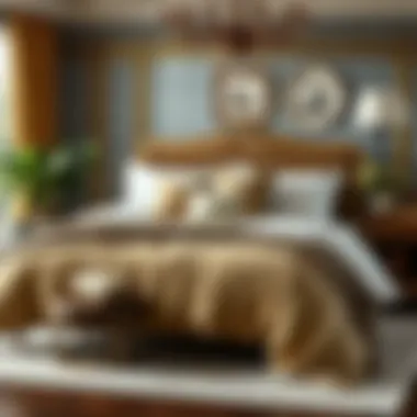 Elegant bedding set displayed on a luxurious bed