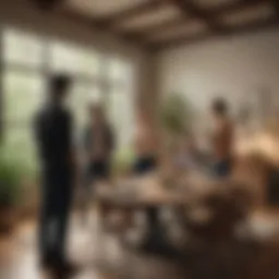 Diverse group of individuals discussing real estate options