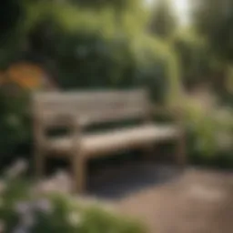 Exquisite wooden garden bench nestled among blooming flowers