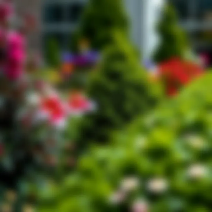 Evergreen and Flowering Plant Harmony Garden design featuring evergreen bushes paired with flowering plants